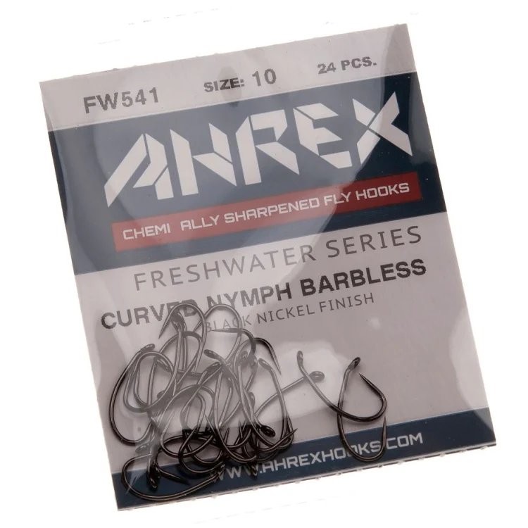 Ahrex FW541 Curved Nymph Barbless Hooks - Image 2