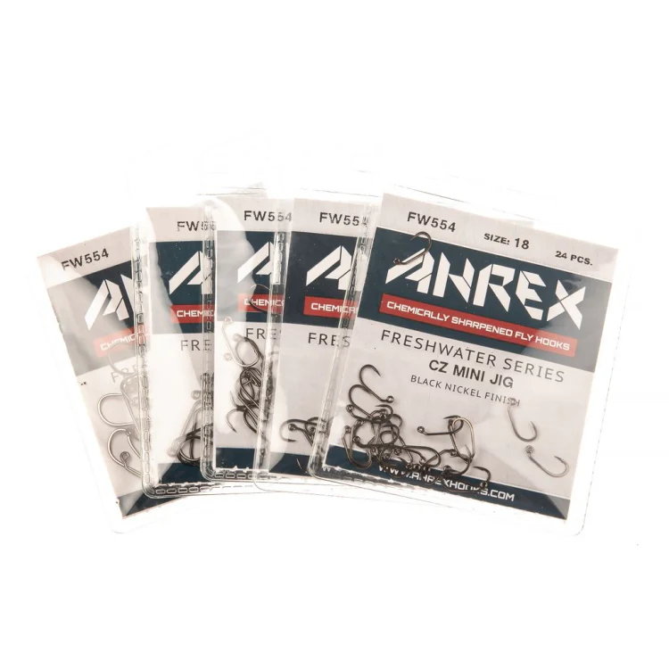 Ahrex FW554 CZ Mini Jig Barbed Hooks - Black Nickel - Image 3