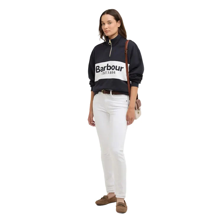 Barbour Ladies Zaria Half Zip Sweatshirt - Dark Navy - Image 4