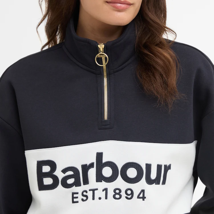 Barbour Ladies Zaria Half Zip Sweatshirt - Dark Navy - Image 5