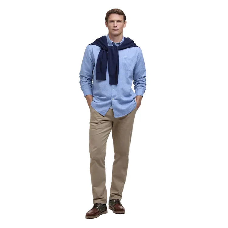Barbour Nelson Linen Blend Regular Shirt - Blue - Image 2