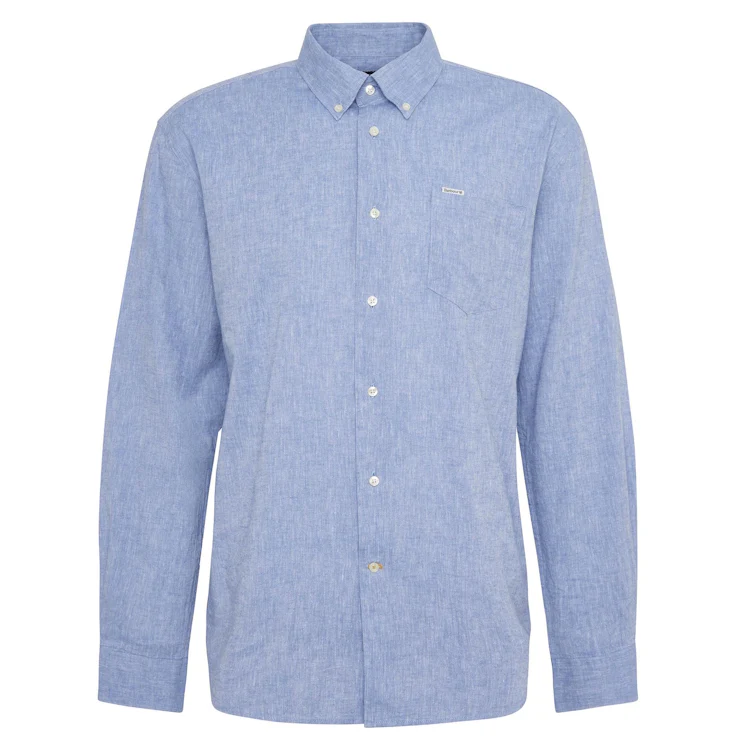 Barbour Nelson Linen Blend Regular Shirt - Blue - Image 3