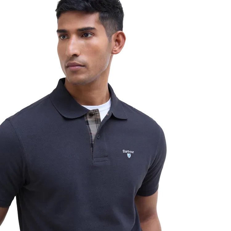 Barbour Tartan Pique Polo Shirt - Navy/Dress - Image 5