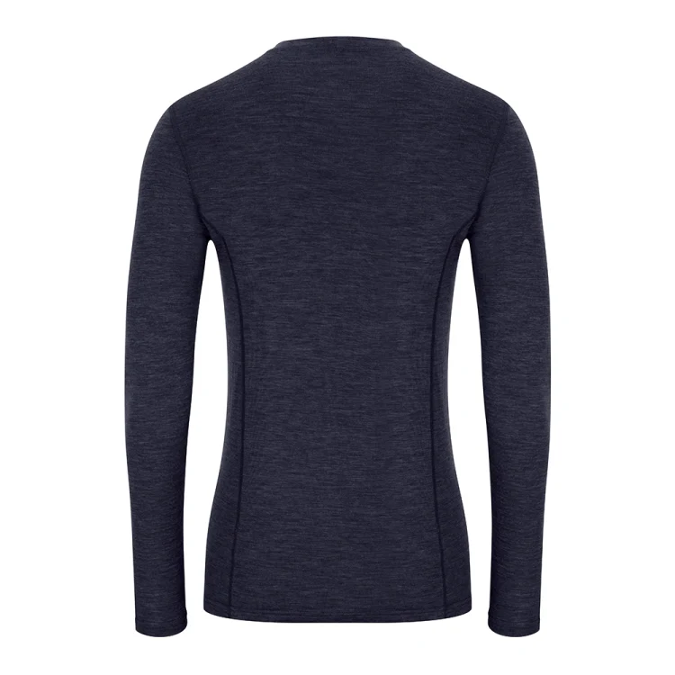 Hoggs of Fife 100% Merino Wool Crew Neck Base Layer Long Sleeve Top - Navy - Image 2