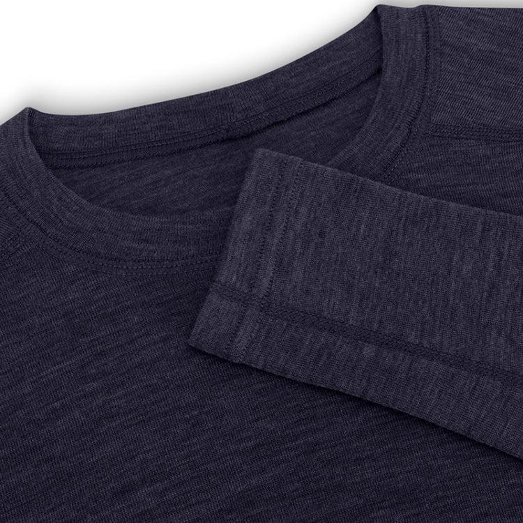 Hoggs of Fife 100% Merino Wool Crew Neck Base Layer Long Sleeve Top - Navy - Image 3