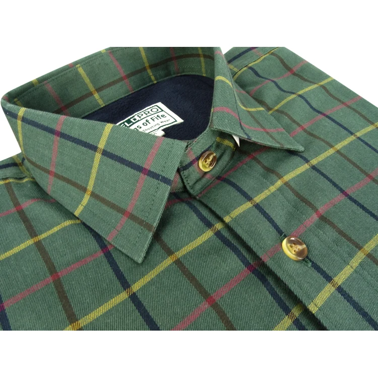 Hoggs of Fife Beech Micro Fleece Lined Shirt - Green Check - Image 4