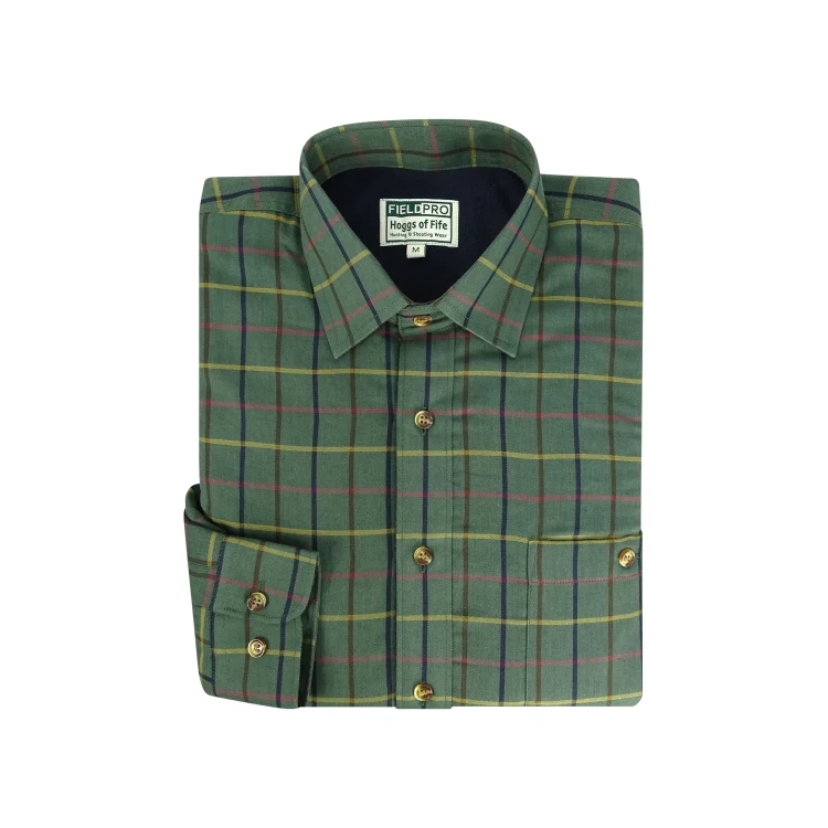 Hoggs of Fife Beech Micro Fleece Lined Shirt - Green Check - Image 5