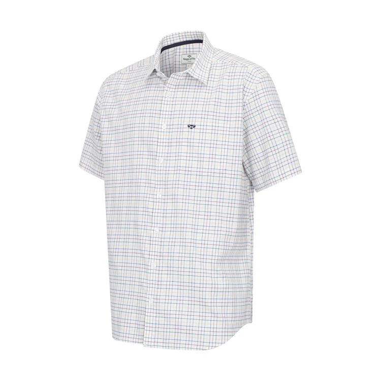 Hoggs of Fife Callum Short Sleeve Tattersall Shirt - Green/Gold