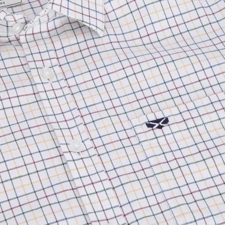 Hoggs of Fife Callum Short Sleeve Tattersall Shirt - Green/Gold - Image 3