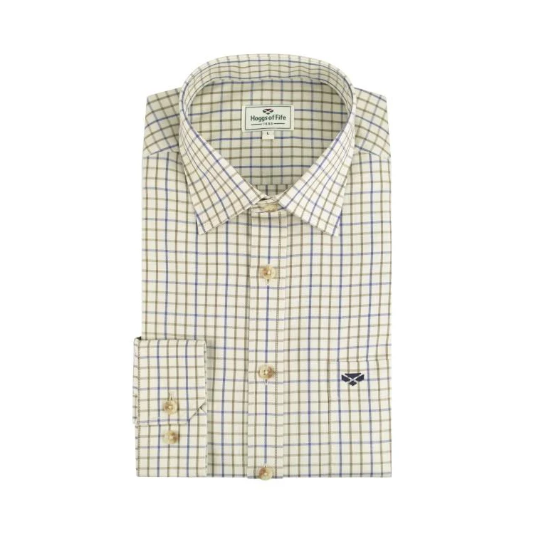 Hoggs of Fife Inverness Cotton Tattersall Shirt -  Navy/Olive - Image 3