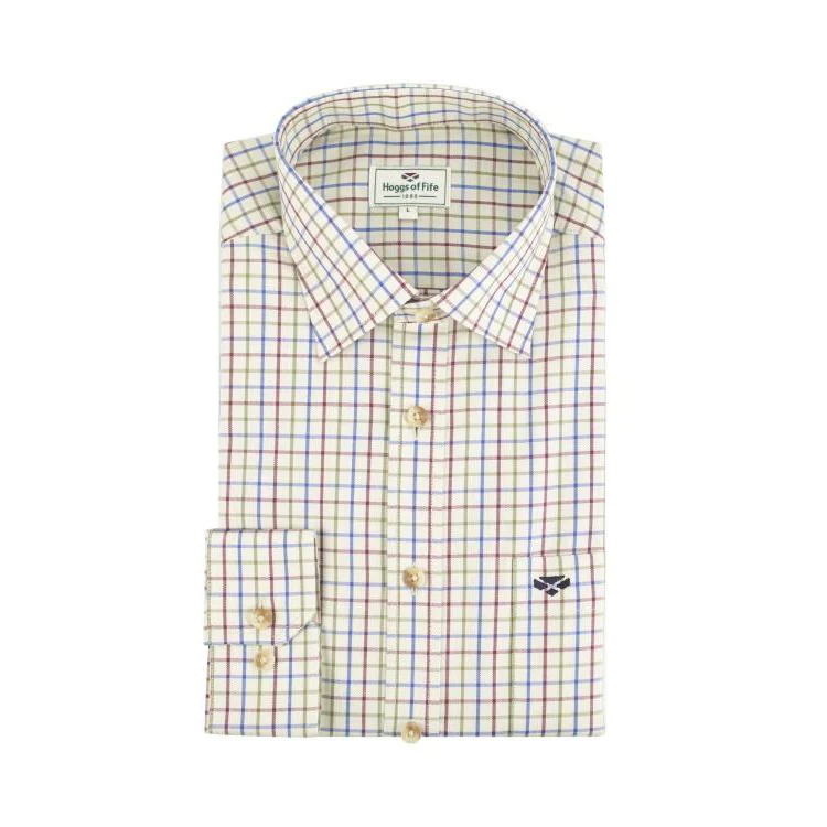 Hoggs of Fife Inverness Cotton Tattersall Shirt -  Wine/Blue/Green - Image 3