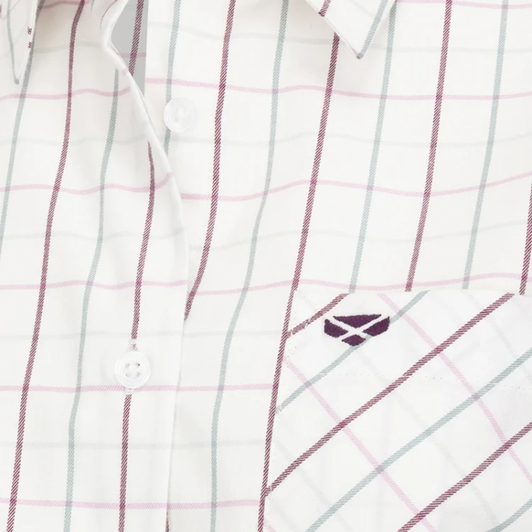 Hoggs of Fife Ladies Aberlady Tattersall Shirt - Purple/Mineral Blue - Image 3