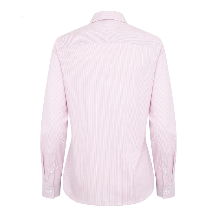 Hoggs of Fife Ladies Ingliston Stretch Stripe Shirt - Pink/White - Image 2