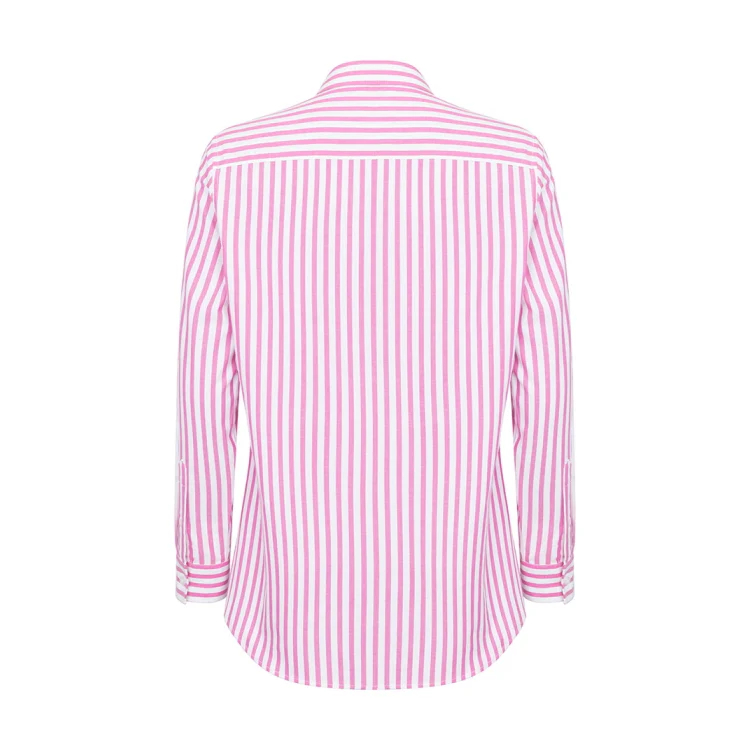 Hoggs of Fife Ladies Sophia Oversized Stripe Shirt - Berry - Image 2