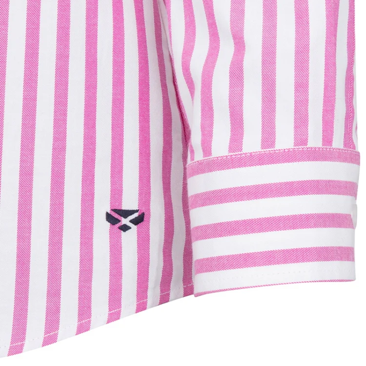 Hoggs of Fife Ladies Sophia Oversized Stripe Shirt - Berry - Image 3
