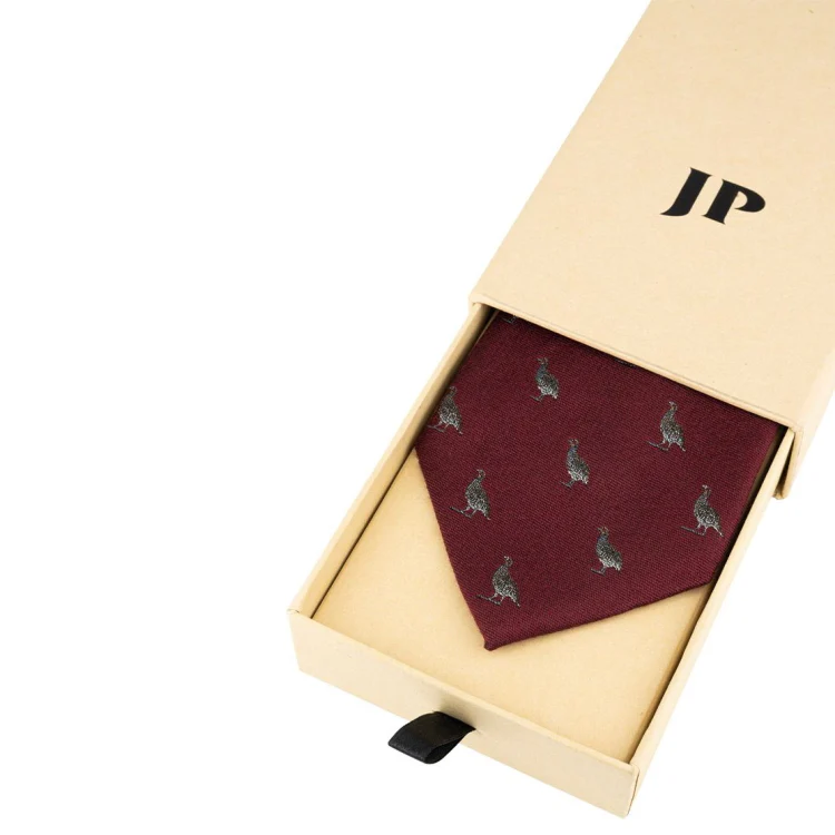 Jack Pyke Partridge Silk Tie - Burgundy - Image 6