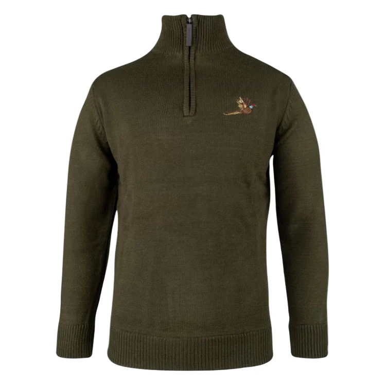 Jack Pyke Pheasant Zip Neck Pullover - Dark Olive - Image 2