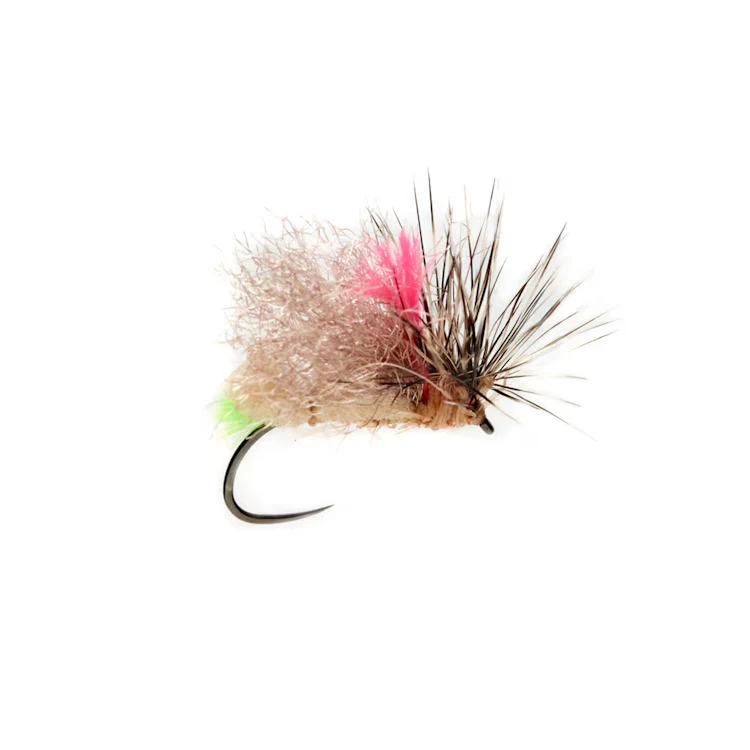 Olsens Foam Front End Loader Caddis Tan Barbless Fly