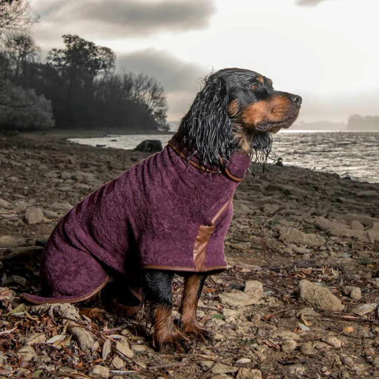 Ruff and Tumble Country Collection Dog Drying Coat - Burgundy - Image 2