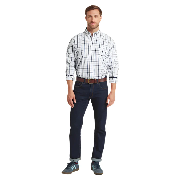 Schoffel Brancaster Classic Shirt - Oxford Navy Check - Image 3