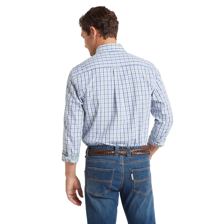 Schoffel Hebden Tailored Shirt - Mist Blue/Vintage Indigo Check - Image 2