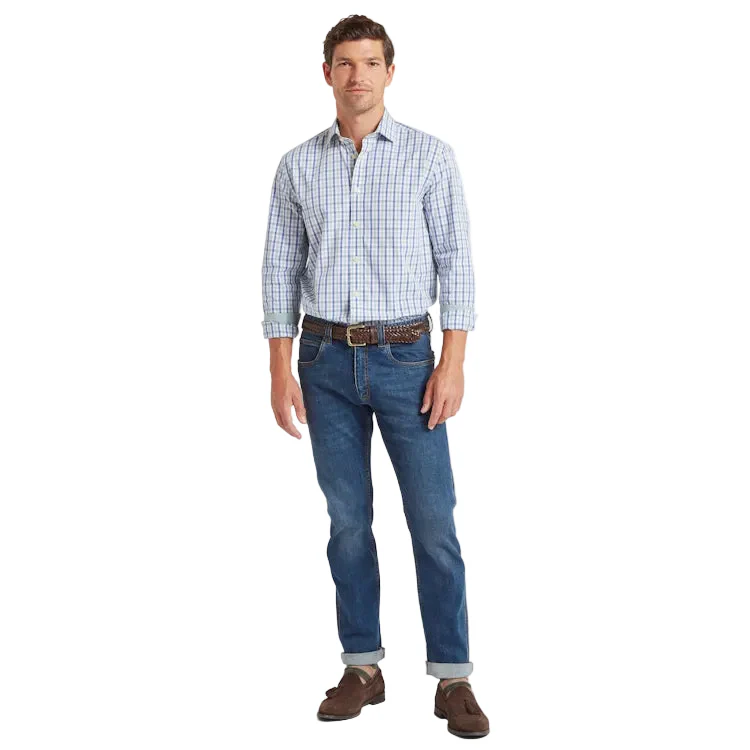 Schoffel Hebden Tailored Shirt - Mist Blue/Vintage Indigo Check - Image 4