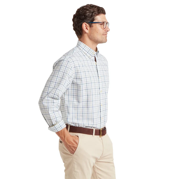 Schoffel Holkham Classic Shirt - Deep Ocean Blue/Agave Green