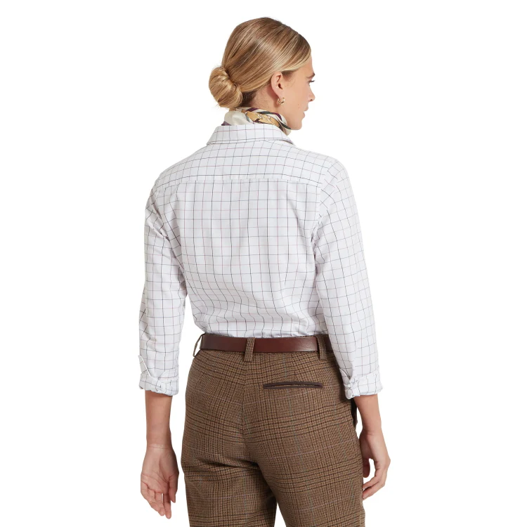 Schoffel Ladies Blakeney Shirt - Dark Mauve Tattersall - Image 4