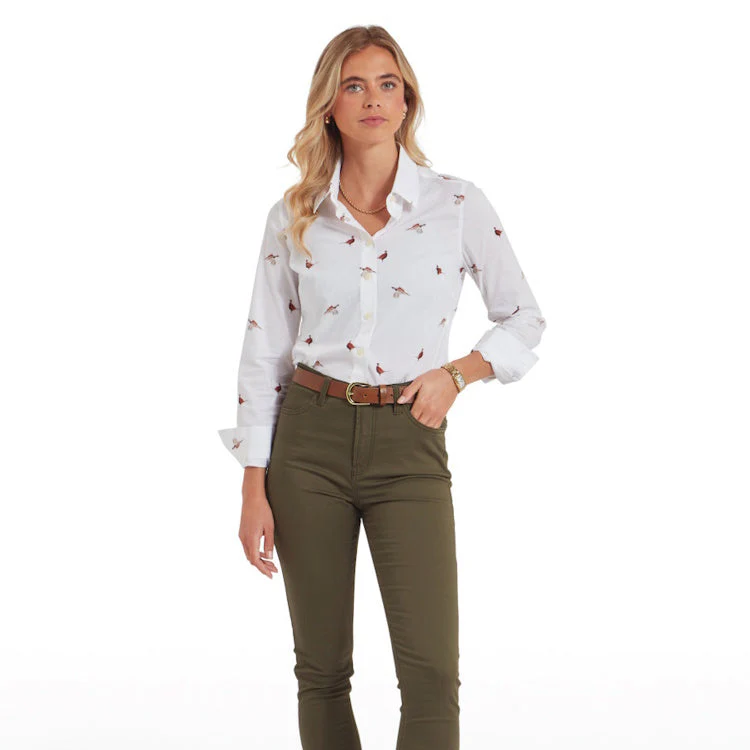 Schoffel Ladies Norfolk Shirt - Pheasant Print - Image 3