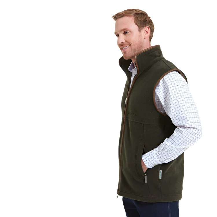 Schoffel Oakham Fleece Gilet - Dark Olive - Image 3
