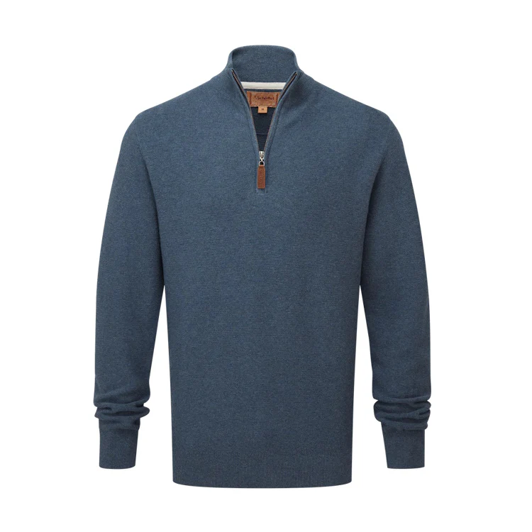 Schoffel Porthleven 1/4 Zip Jumper - Dark Pigeon Blue - Image 3