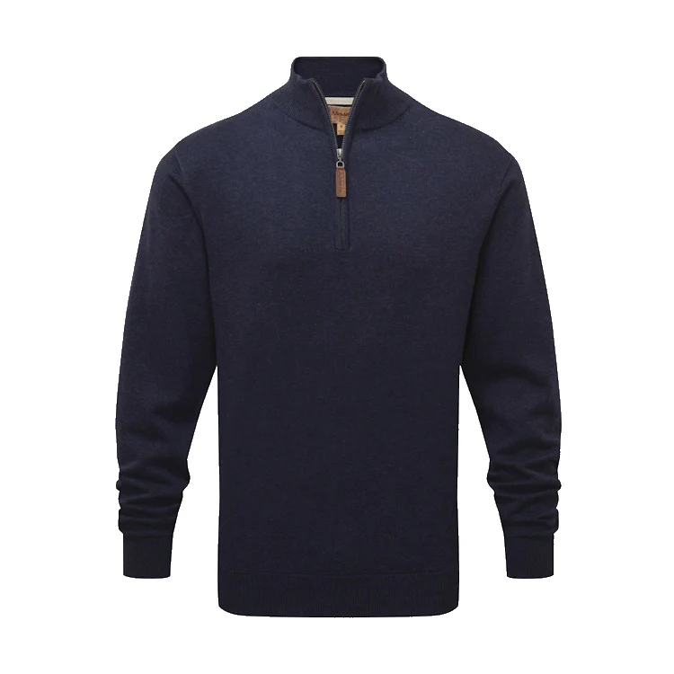 Schoffel Porthmeor Pima Cotton 1/4 Zip Jumper - Navy - Image 3