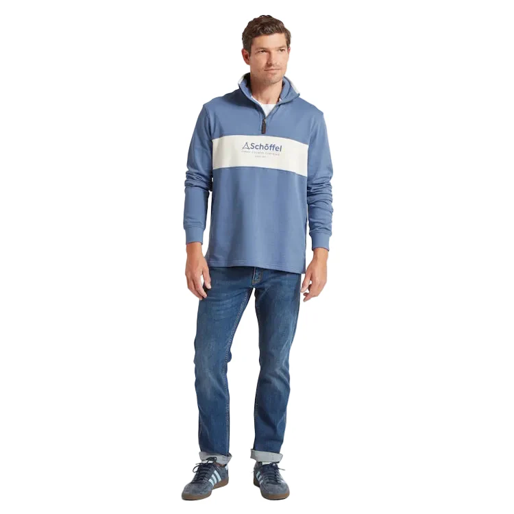 Schoffel Trencom 1/4 Zip Sweatshirt - Vintage Indigo/Stone - Image 4