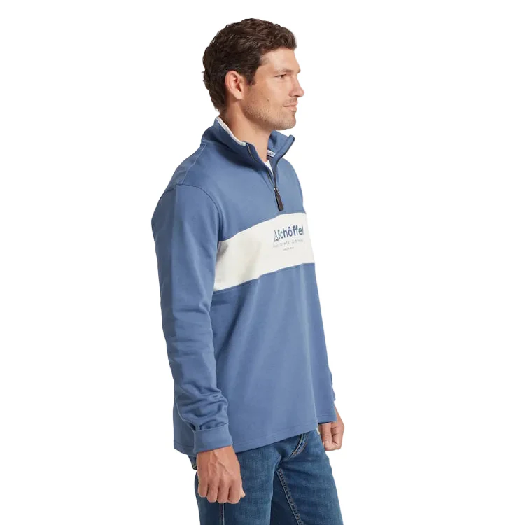 Schoffel Trencom 1/4 Zip Sweatshirt - Vintage Indigo/Stone - Image 5